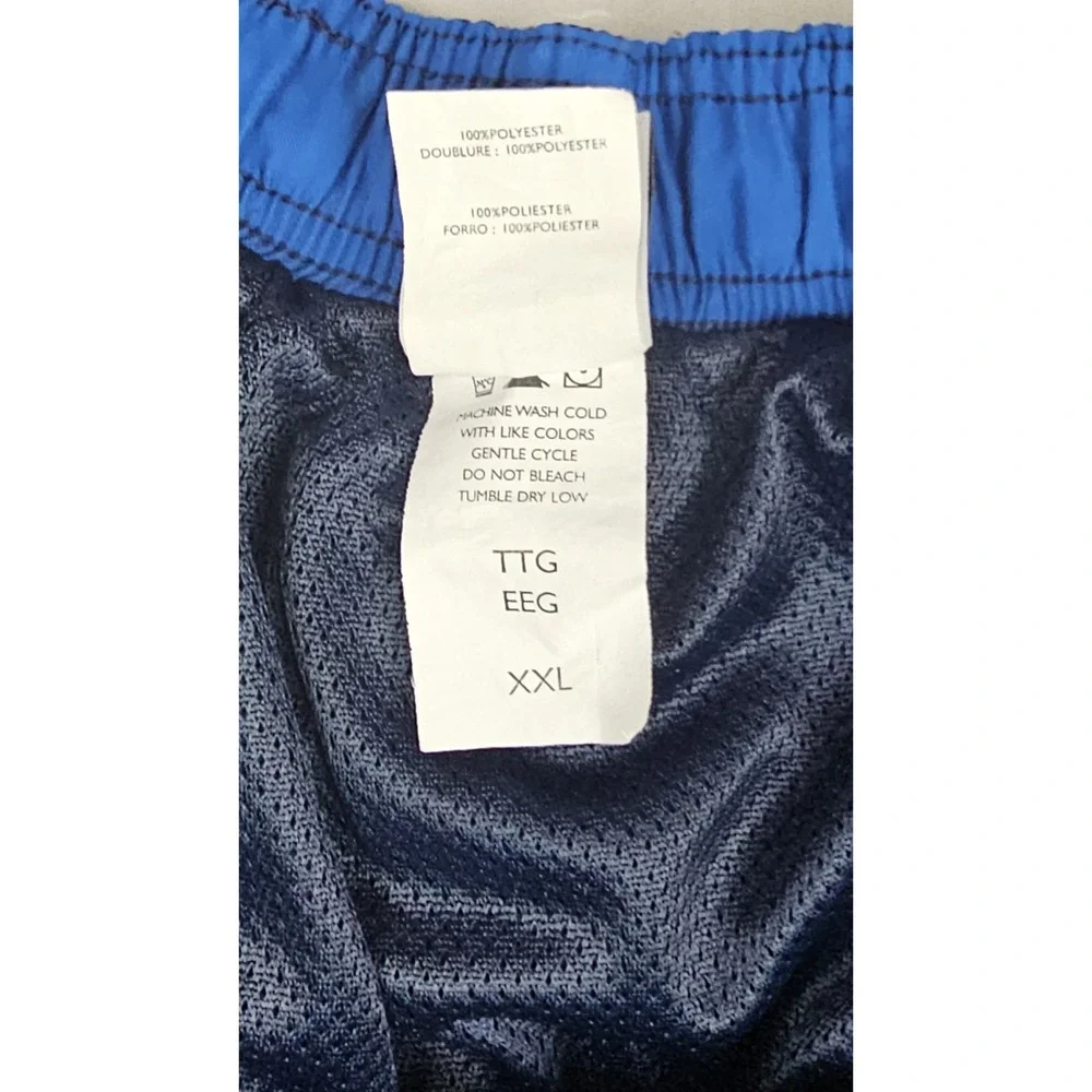 Vintage Nike Swim Trunks Mens 2XL Navy Blue Orange Zip Rear Pocket‎ Drawstring